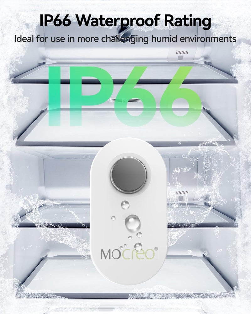 Mocreo WiFi Remote Thermometer Freezer Alarm, 1/3 Mile Long Range, IP66 Waterproof, App Email Alert, with Digital Monitor Hub, 2 Smart Wireless Temperature Sensors for Fridge, RV, Greenhouse - Image 5